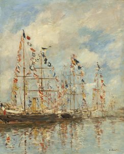 Bajo de yates en Trouville-Deauville, c.1895-6 de Eugene Louis Boudin